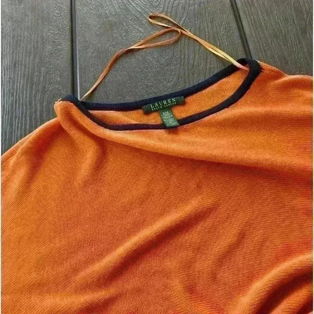 Lauren Ralph Lauren Sleeveless Kaftan Sweater Sz Small/Medium Orange *FLAW* - Picture 9 of 12